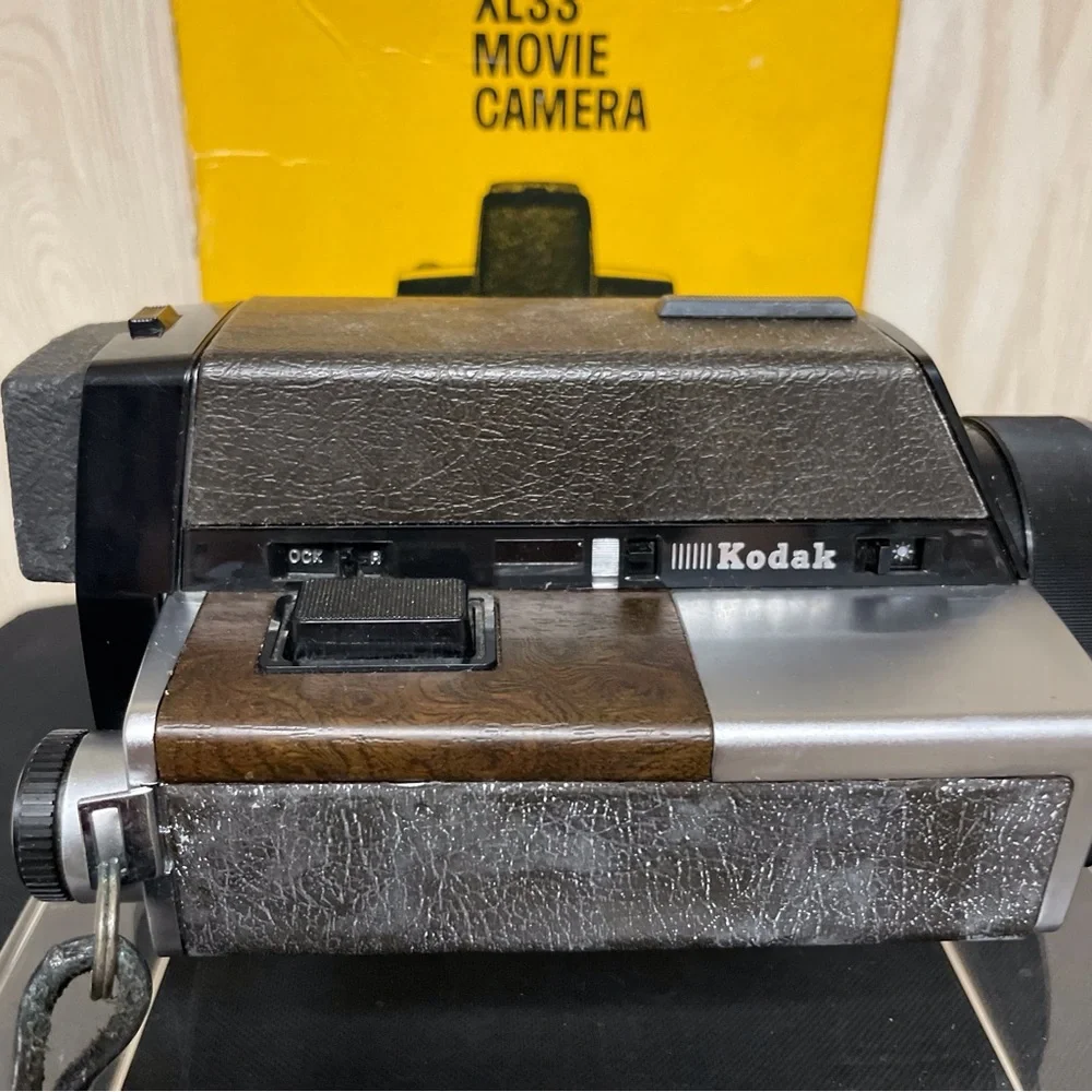 Vintage Kodak XL33 9mm Movie Camera with Box - Black and Silver (NOT Tested)